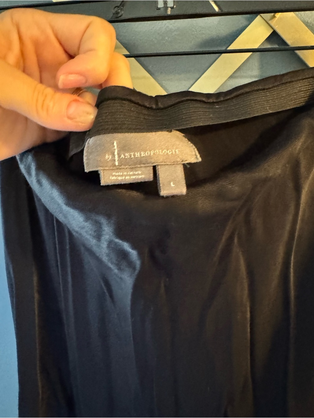 Anthropologie Black Satin Sleep Slip